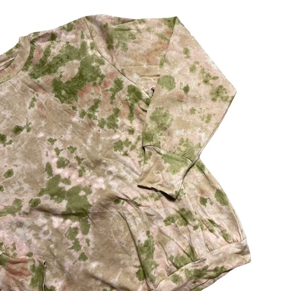 AFRM Munroe Olive Green and Blush Tie Dye Crewneck Pullover M - Picture 3 of 8